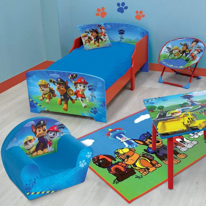 Дитяче ліжечко Fun House 712532 Paw Patrol, з дерев'яними планками, МДФ, синій, 140 x 70 x 59 см