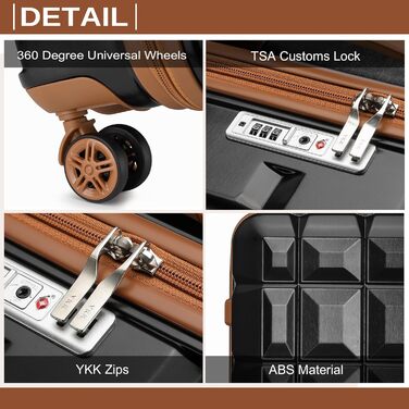 Набір валіз KONO 2 в 1: велика валіза (54 см) та косметичка (білий/чорний/коричневий)