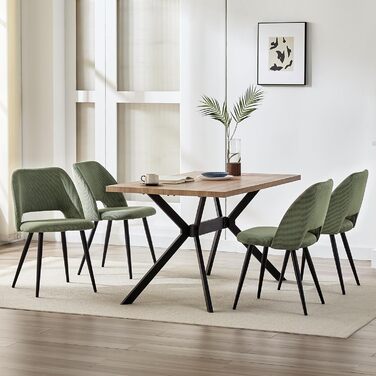 Набір з 4-х обідніх стільців з кшталту м'якого велюру, з товстим шаром м'якої підкладки, металеві ніжки, для вітальні, спальні, їдальні та прийому гостей, зелений колір