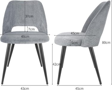 Набір обідніх стільців для їдальні, кухні, вітальні, спальні та зони відпочинку. М'який крісло-стілець з незалежними ніжками, оксамитова оббивка, зелений/сірий (2 шт.)
