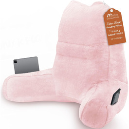 М'яке спинне крісло-подушка Sasttie для ліжка, рожеве, з кишенями та підлокітником