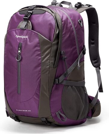 Водонепроникний рюкзак YTL для чоловіків і жінок, легкий рюкзак на відкритому повітрі об'ємом 40 л, підходить для подорожей і кемпінгу (розміри 21,3 х 13,8 х 9,1 дюйма) (фіолетовий)
