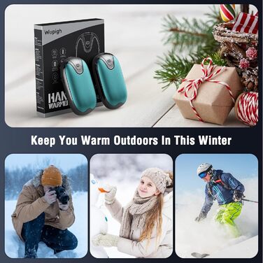 Електричні грілки для рук, набір 2 шт., перезаряджувані, портативні, 3 режими нагріву, ідеальний подарунок для спорту, гольфу, кемпінгу (блакитний)