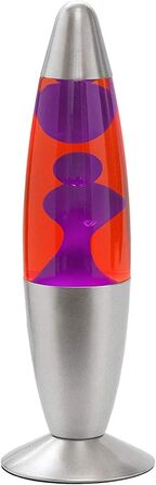 КРУТІ ПОДАРУНКИ Настільна лампа лава, 35 см, червоно-фіолетова, з вимикачем, включає лампочку E14, плазмові лампи, магму, кольорову медузу червоно-бузкового кольору