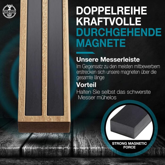 Магніт для ножа Олень і дуб - дерево горіха - 40 см - самоклеючий - макс. 60 символів