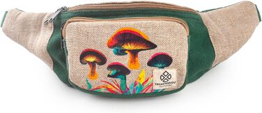 Поясна сумка унісекс Freakmandu Hemp Fanny Pack поясна сумка на пояс для сумок через плече, стиль бохо хіпі, поясні сумки ручної роботи для прогулянок, бігу, бігу, чоловіків і жінок One size Mushroom