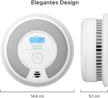Датчик диму та CO X-Sense SC07 з LCD-дисплеєм, автономний, 10 років, з тестуванням, 360°
