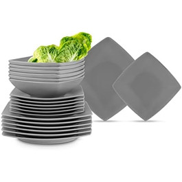 Набір посуду Konsimo на 12 персон Набір тарілок EPIRI Modern 36 предметів - Столовий сервіз і набори посуду - Комбінований обідній сервіз 12 персон - Сімейне обслуговування - Тарілка (сіра, 6 персон)
