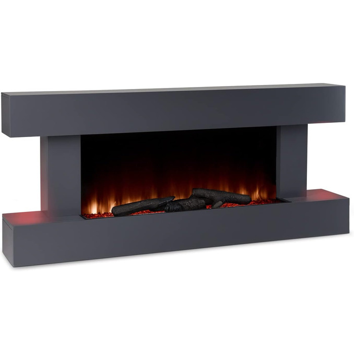 Електрокамін Klarstein Light & Fire 2 Smart, 2000 Вт, LED-імітація полум'я, настінний, з пультом і таймером, економний, корпус з МДФ, білий/чорний