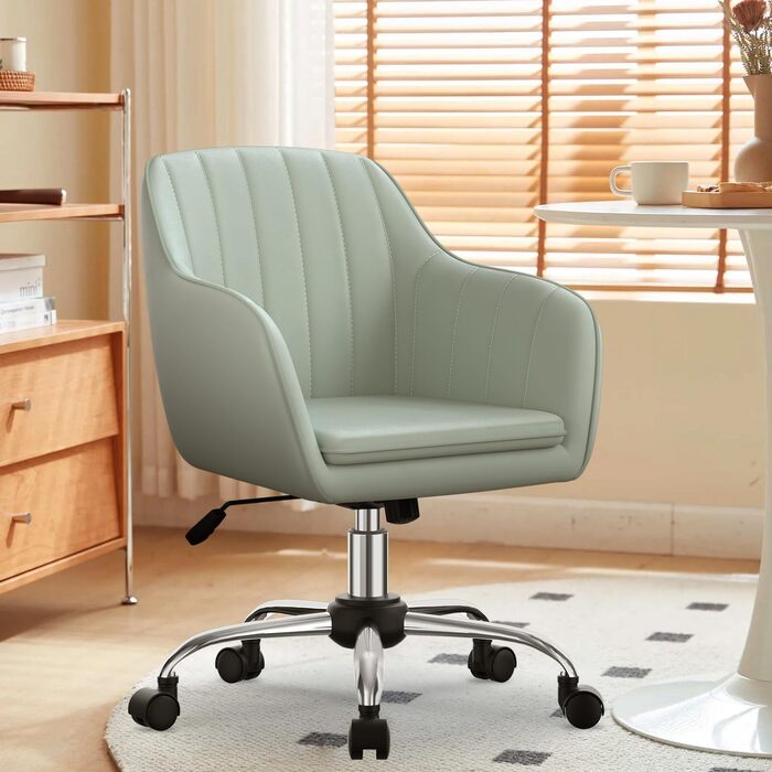 Крісло для робочого столу Daccormax, крісло для туалетного столика, обертове крісло до 150 кг, офісне крісло з регулюванням висоти, крісло для дому з м'якою оксамитовою оббивкою, комфортне для робочого кабінету, спальні, офісу, рожеве (темно-зелене)