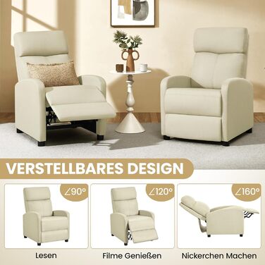 Крісло-релакс Yaheetech для телевізора з регульованою підставкою для ніг, крісло для відпочинку, бежеве, льон