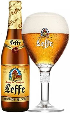 Келихи Leffe 33CL (набір з 4) з великою ніжкою 4 килимка для пива Leffe