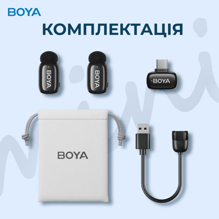 Бездротовий петличний мікрофон BOYA mini-23 Type-C Black