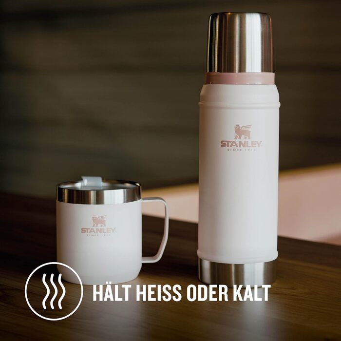 Термокружка Stanley Classic Legendary Camp Mug 0.35L - Рожевий Кварц - Зберігає тепло 1.5 год, холод 3 год - Нержавіюча сталь, BPA Free