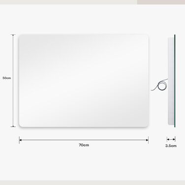 Дзеркало для ванної кімнати з LED підсвічуванням Dripex, сенсорне керування, регулювання яскравості, 3 кольори світла, антизапар, 80x80 см