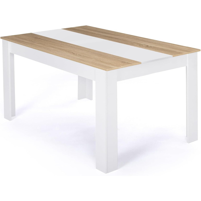 Обідній стіл Georgia прямокутний, на 8 осіб, білий та з імітацією буку, 160 x 90 см
