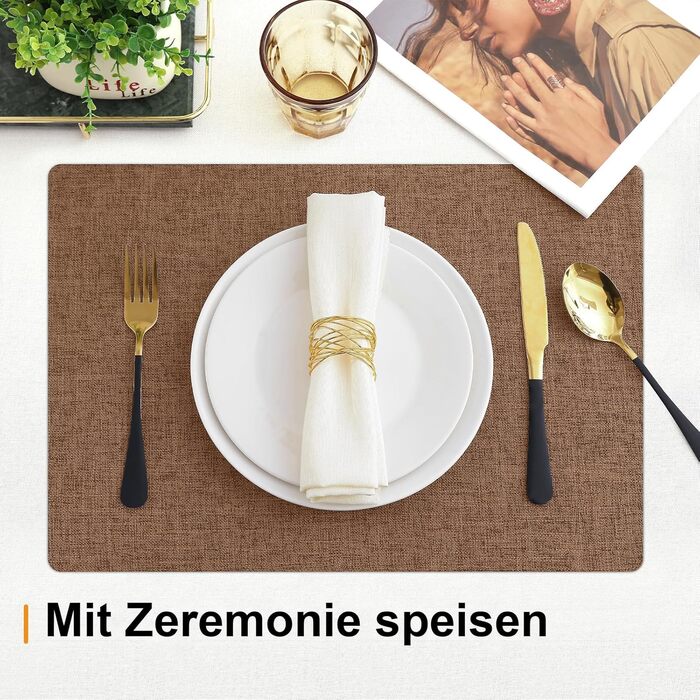 Тканинні серветки на стіл Homaxy (6 шт., Коричневий) - водонепроникні, термостійкі, нековзні