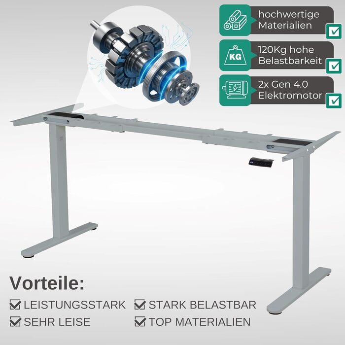 Електричний регульований стіл Albatros Lift S5: металеве підрамник, підставка для столу, ніжки для столу, 120 кг, для широких стільниць 2м