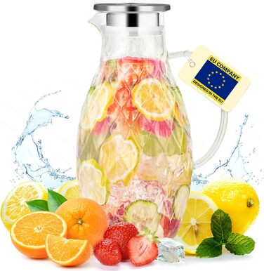 Скляний глечик з кришкою та носиком – 3 літри, з термостійкого скла Borosilikat з ручкою – глечик для гарячих та холодних напоїв, глечик для води, глечик для айс-ті – від PJC-Kitchen