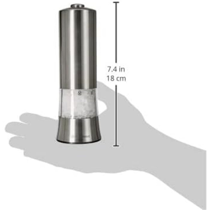 Керамічна кавомолка GERA з нержавіючої сталі Точно регульований помел, включаючи начинку для перцю та батареї Подрібнювач спецій Ø 6 x 18 см (електричний млин для солі)