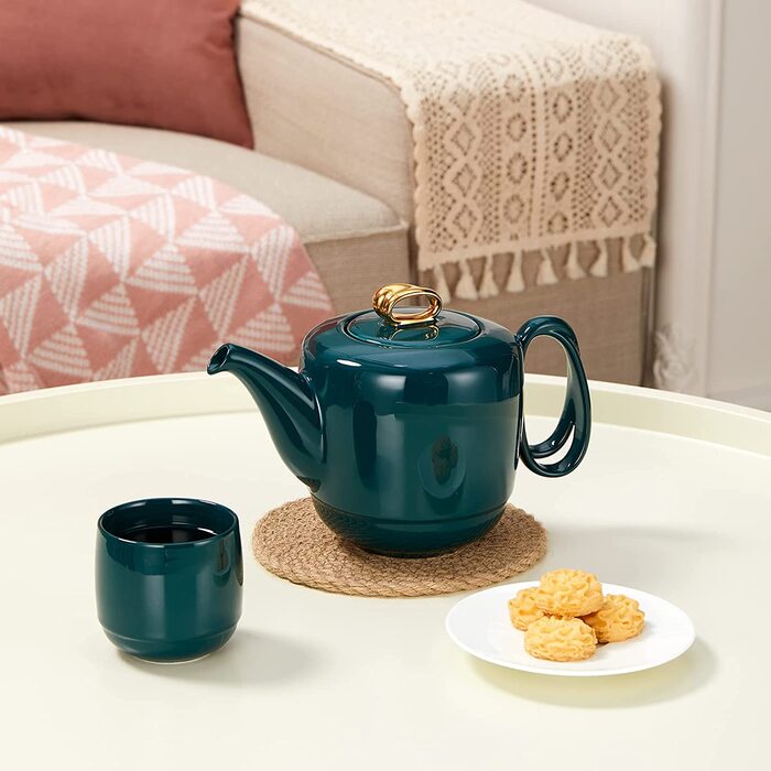 Порцеляновий чайник ZENS з ситечком 1 л на 4 чашки темно-зелений