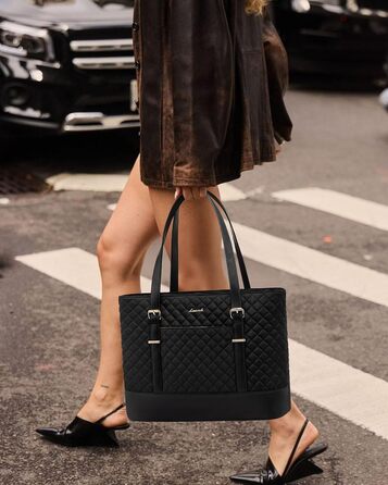 Сумка для ноутбука LOVEVOOK 15.6/17.3 дюйма, жіноча, з відділенням для ланчу, чорна, для офісу, навчання, ділових поїздок