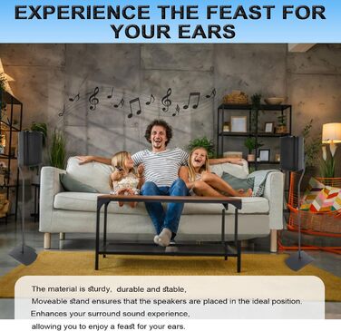 Регульовані підставки для акустики: комплект з 2 шт., висота до 140 см, для сателітів до 5 кг, інтегроване кабельне управління (сумісні з Bose UFS-20 серія II)