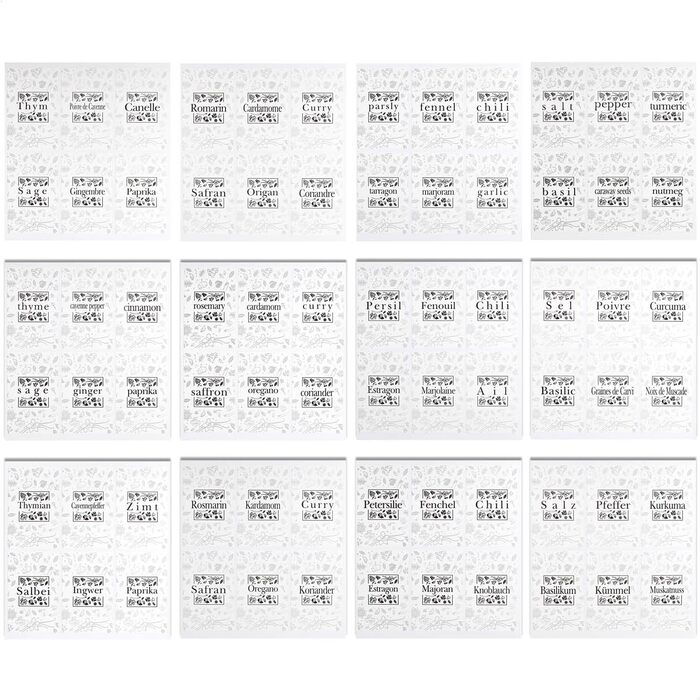 Набір баночок для спецій Com-Four® [Квадратні - 24 шт. | 120 мл] з етикетками та воронками, ручка для маркування, щітка для чищення (24 шт. з аксесуарами)