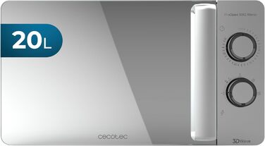 Мікрохвильова піч Cecotec ProClean 3060 20 л, 700 Вт, Ready2Clean, 6 режимів, 3D Wave, таймер 30 хв, срібляста