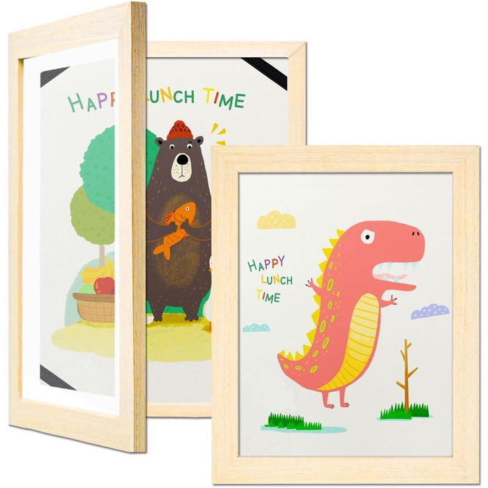 Дерев'яні рамки для дитячих малюнків, A4, 2 шт. - для школи, дому, офісу