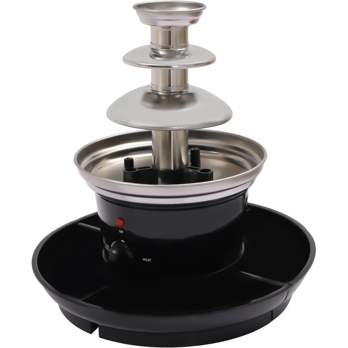 Шоколадний фонтан 3-ярусний, з нержавіючої сталі, 40W, з підсвічуванням та підсвічуванням, для свят та сімейних заходів (чорний)