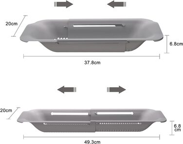 Сито Seiher висувне (36-50 см), кошик для просіювання techextra над раковиною, кошики для сита, кухонне сито, кошик для чищення, раковина піддон для фільтра кухонна раковина ідеально підходить для зливу овочів фрукти локшина- (Сірий-2 шт.)