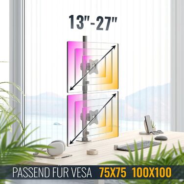Кріплення для монітора RICOO TS2711: підставка для екрану 13-30 дюймів, VESA 75/100, кріплення до столу