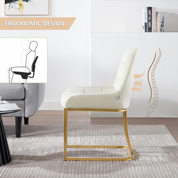 Крісла для їдальні WOLTU, кухонні крісла з велюру, 6 шт. в наборі, металеве гнуте каркас, м'яке сидіння та спинка