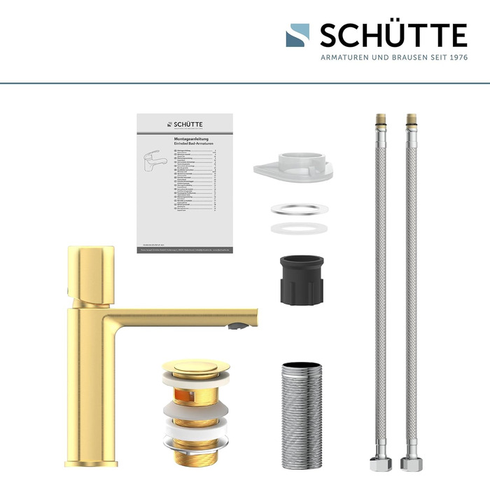 Змішувач для ванної кімнати Schütte Boston, однорідний змішувач для умивальника з горішнім підключенням, золото, для ванної кімнати