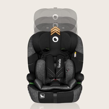 Автокрісло Lionelo Levi One I-Size 76-150 см, Група 1 2 3, чорно-сірий колір