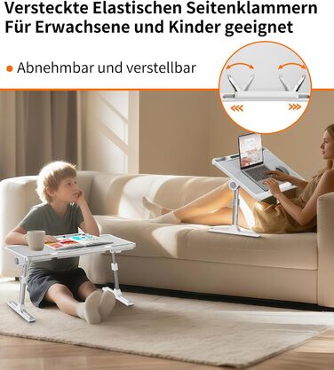 Зручний столик-підставка для ноутбука з регулюванням висоти, лапдеск для ліжка, дивана, софи. Сумісний з ноутбуками до 17 дюймів.