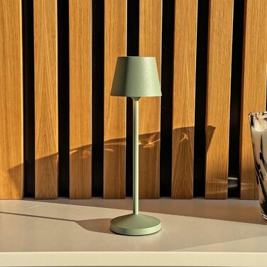 Lumisky EMILY: Бездрожний настільний світильник LED, тепле біле світло, регулювання яскравості, 25 см (Оливковий)