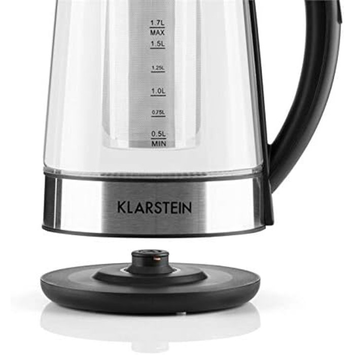 Електричний чайник Klarstein Ostfriese з частуванням, 1.7 л, 2200 Вт, 4 температурні режими, Cool-Touch, нержавіюча сталь & скло
