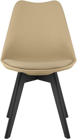 Обідні стільці - Чорні, з м'яким сидінням з екошкіри, поліпропіленові ніжки, сучасний дизайн, набір 4 шт.