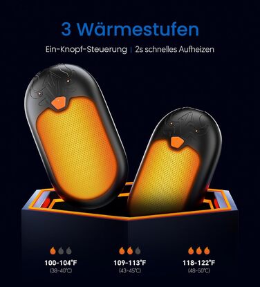 Електричні грілки для рук, 2 шт. з підзарядкою, 24 години тепла, 3 режими нагріву, портативні для жінок, чоловіків та пацієнтів з синдромом Рейно (блакитні)