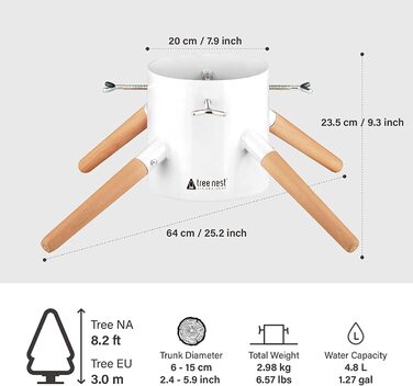 Металева підставка для різдвяної ялинки Tree Nest для справжніх дерев, довжина до 3 м, без коміра для різдвяної ялинки або традиційного ба