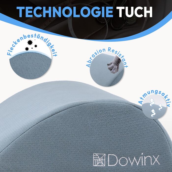 Підставка для ніг під стіл Dowinx, регульована по висоті, знімний чохол, зручна для офісу, авто, дому (3 шари, блакитна)