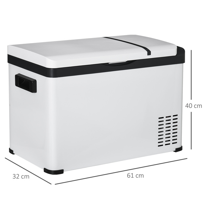 Outsunny Cooler Автомобіль 30 л з LCD дисплеєм Компресор Автомобільний холодильник Електричний човен Camper Travel 12/24 В постійного струму та 110-240 В змінного струму білий