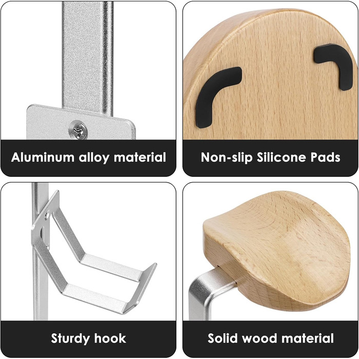 Підставка для навушників та геймпадів GEEKRIA 2-в-1 з дерева та алюмінію, сумісна з PS5/PS4, Xbox One, Nintendo Switch, Sennheiser, Bose, Beats, Razer, HyperX, Sony