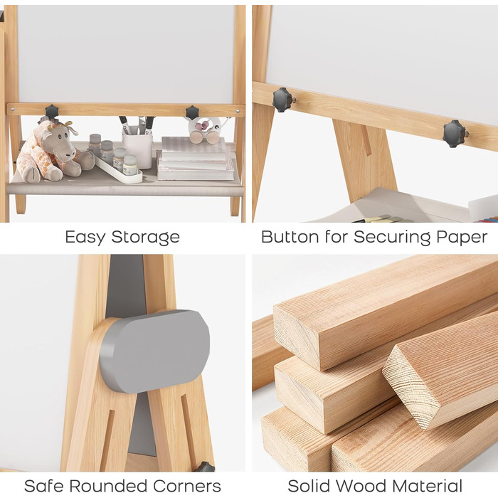 Дитяча трифункціональна складна мольберт BanaSuper з крейдою та білою дошкою, регульована висота, з тримачем для рулонів паперу, ідеальний подарунок для дітей