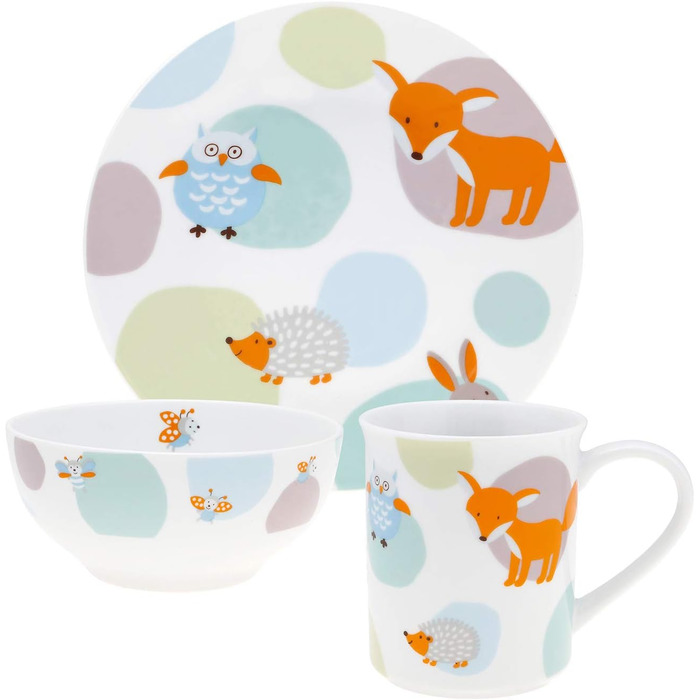 Puresigns WOODY Преміум дитячий набір столових приборів: ергономічний набір з нержавіючої сталі з мотивом лісових тварин для хлопчиків та дівчаток (7-ти елементів)