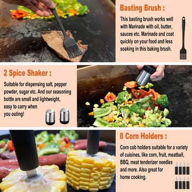 Набір інструментів для гриля 38 шт. з нержавіючої сталі: шпатель, щипці, прес для бургера, сумка. Ідеальний подарунок для чоловіків