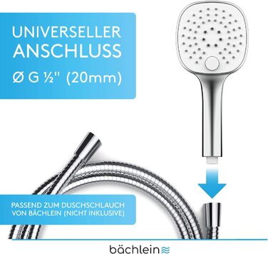Універсальний душ Bchlein-Насадка для душу з 3 типами струменя, легко замінна зручною кнопкою-хромована кругла насадка для душу-Ручний душ стандартного розміру G 1/2 (хромований кут)