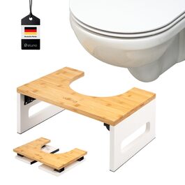 Пуф-стільчик для туалету Eluno з бамбука, білий: складаний, антиковзкий, для дорослих та дітей, полегшує при запорах та здутті